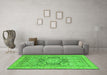 Machine Washable Abstract Green Modern Area Rugs in a Living Room,, wshabs2339grn