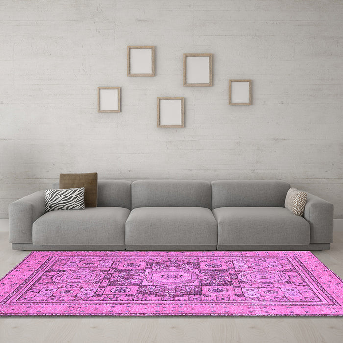 Machine Washable Abstract Purple Modern Area Rugs in a Living Room, wshabs2339pur
