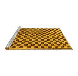 Sideview of Machine Washable Checkered Yellow Modern Rug, wshabs233yw