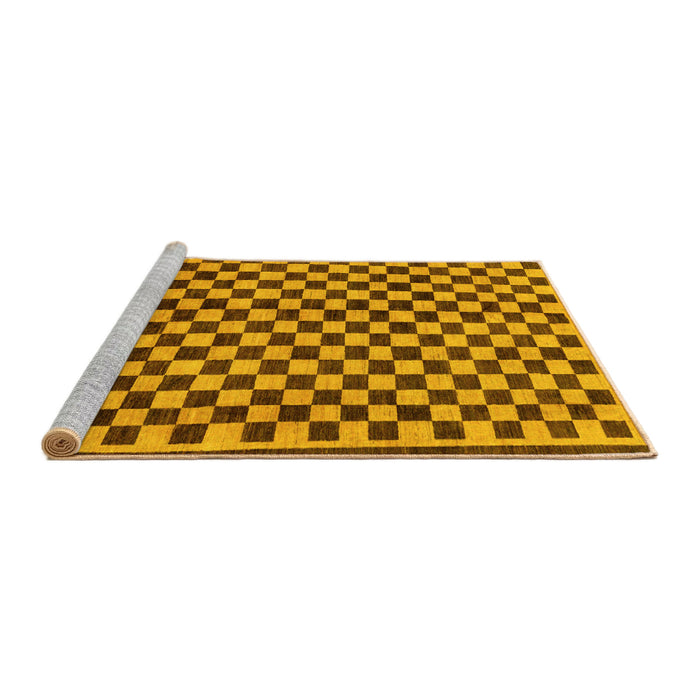 Sideview of Machine Washable Checkered Yellow Modern Rug, wshabs233yw