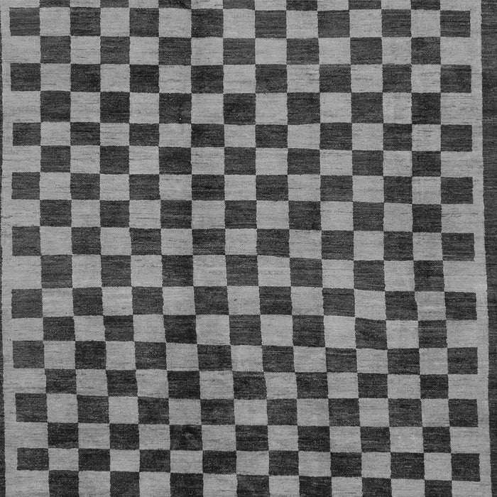 Machine Washable Checkered Gray Modern Rug, wshabs233gry