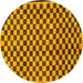 Round Checkered Yellow Modern Rug, abs233yw