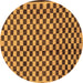 Round Machine Washable Checkered Brown Modern Rug, wshabs233brn