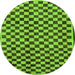 Round Machine Washable Checkered Green Modern Area Rugs, wshabs233grn