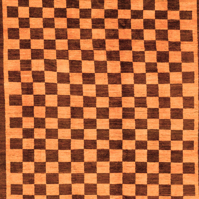 Machine Washable Checkered Orange Modern Area Rugs, wshabs233org