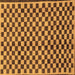 Square Machine Washable Checkered Brown Modern Rug, wshabs233brn