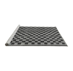 Sideview of Machine Washable Checkered Gray Modern Rug, wshabs233gry