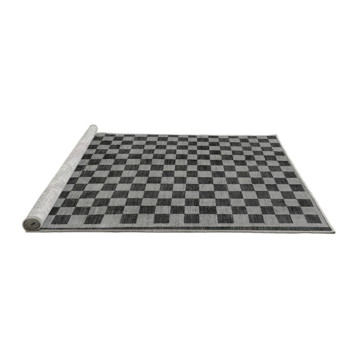 Sideview of Machine Washable Checkered Gray Modern Rug, wshabs233gry