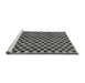 Sideview of Machine Washable Checkered Gray Modern Rug, wshabs233gry