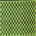 Square Machine Washable Checkered Turquoise Modern Area Rugs, wshabs233turq