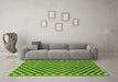 Machine Washable Checkered Green Modern Area Rugs in a Living Room,, wshabs233grn