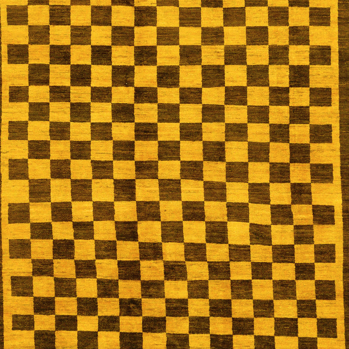 Machine Washable Checkered Yellow Modern Rug, wshabs233yw