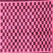 Square Machine Washable Checkered Pink Modern Rug, wshabs233pnk