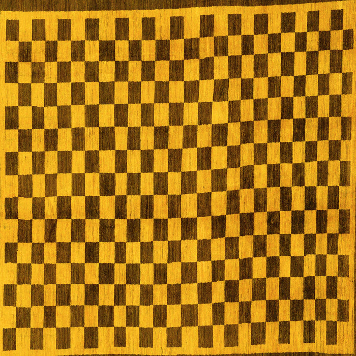 Square Checkered Yellow Modern Rug, abs233yw