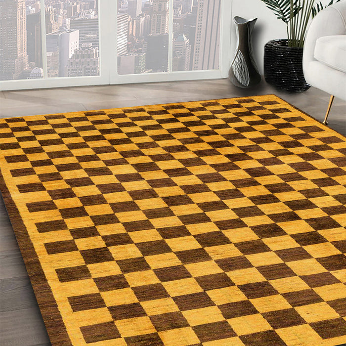 Abstract Orange Checkered Rug in Family Room, abs233