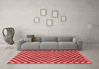 Machine Washable Checkered Red Modern Rug, wshabs233red