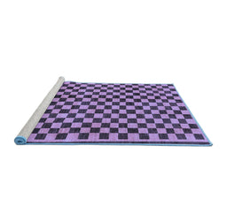 Sideview of Machine Washable Checkered Blue Modern Rug, wshabs233blu