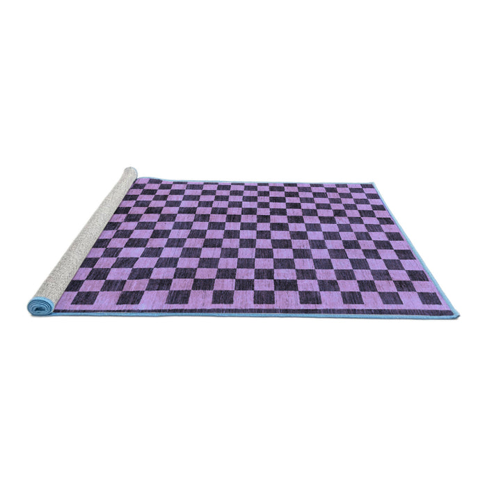 Sideview of Machine Washable Checkered Blue Modern Rug, wshabs233blu