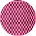 Round Checkered Pink Modern Rug, abs233pnk