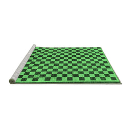 Sideview of Machine Washable Checkered Emerald Green Modern Area Rugs, wshabs233emgrn