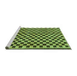 Sideview of Machine Washable Checkered Turquoise Modern Area Rugs, wshabs233turq