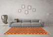 Machine Washable Checkered Orange Modern Area Rugs in a Living Room, wshabs233org