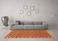 Machine Washable Checkered Orange Modern Rug, wshabs233org