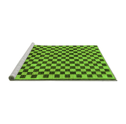 Sideview of Machine Washable Checkered Green Modern Area Rugs, wshabs233grn