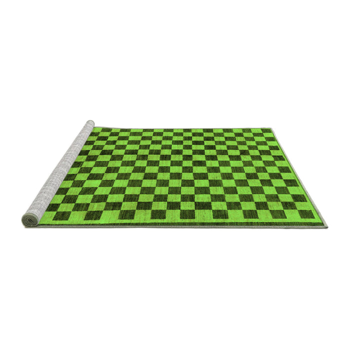 Sideview of Machine Washable Checkered Green Modern Area Rugs, wshabs233grn