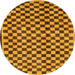 Round Abstract Orange Checkered Rug, abs233