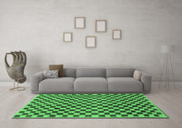 Machine Washable Checkered Emerald Green Modern Rug, wshabs233emgrn