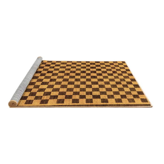 Sideview of Machine Washable Checkered Brown Modern Rug, wshabs233brn