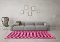 Machine Washable Checkered Pink Modern Rug, wshabs233pnk