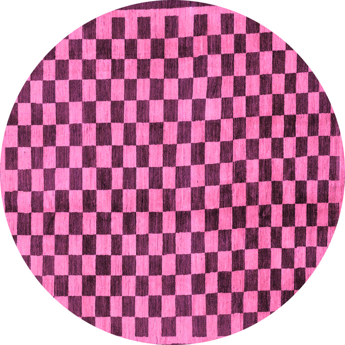 Round Machine Washable Checkered Purple Modern Area Rugs, wshabs233pur