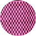 Round Machine Washable Checkered Purple Modern Area Rugs, wshabs233pur