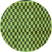 Round Checkered Turquoise Modern Rug, abs233turq