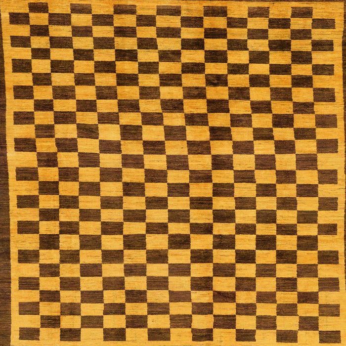 Square Abstract Orange Checkered Rug, abs233