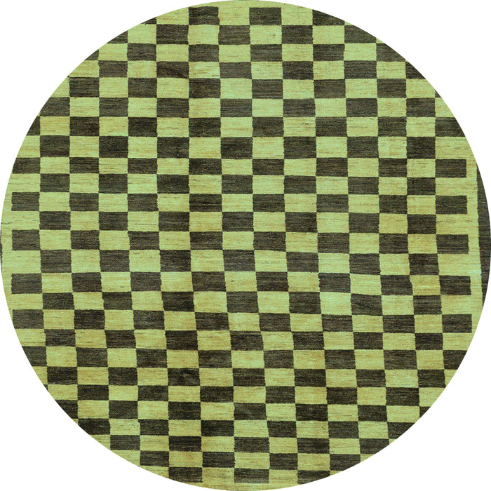 Round Machine Washable Checkered Light Blue Modern Rug, wshabs233lblu