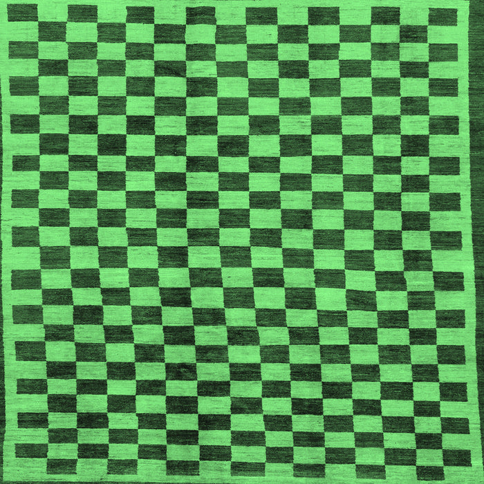 Square Checkered Emerald Green Modern Rug, abs233emgrn