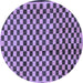 Round Checkered Blue Modern Rug, abs233blu