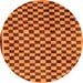 Round Machine Washable Checkered Orange Modern Area Rugs, wshabs233org