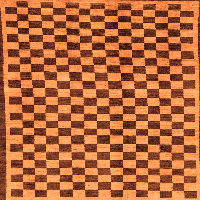Square Machine Washable Checkered Orange Modern Area Rugs, wshabs233org