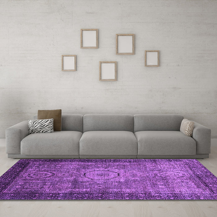 Machine Washable Abstract Purple Modern Area Rugs in a Living Room, wshabs2340pur