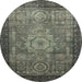 Round Abstract Taupe Brown Modern Rug, abs2340