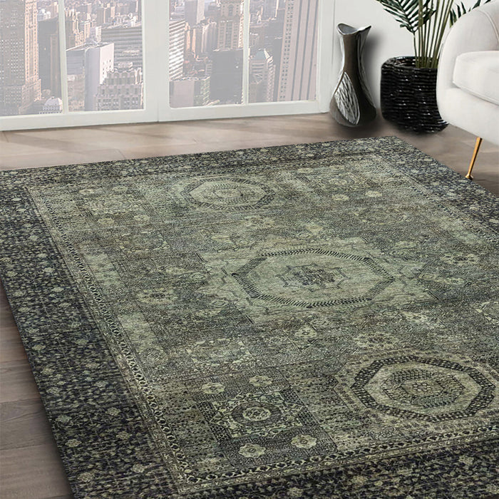 Machine Washable Abstract Taupe Brown Rug in a Family Room, wshabs2340