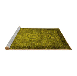 Sideview of Machine Washable Abstract Yellow Modern Rug, wshabs2340yw