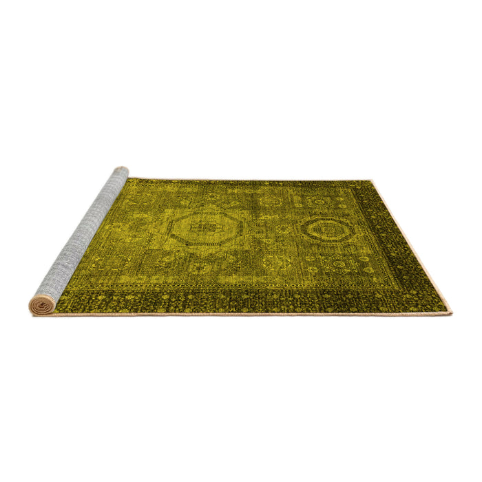 Sideview of Machine Washable Abstract Yellow Modern Rug, wshabs2340yw