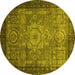 Round Abstract Yellow Modern Rug, abs2340yw