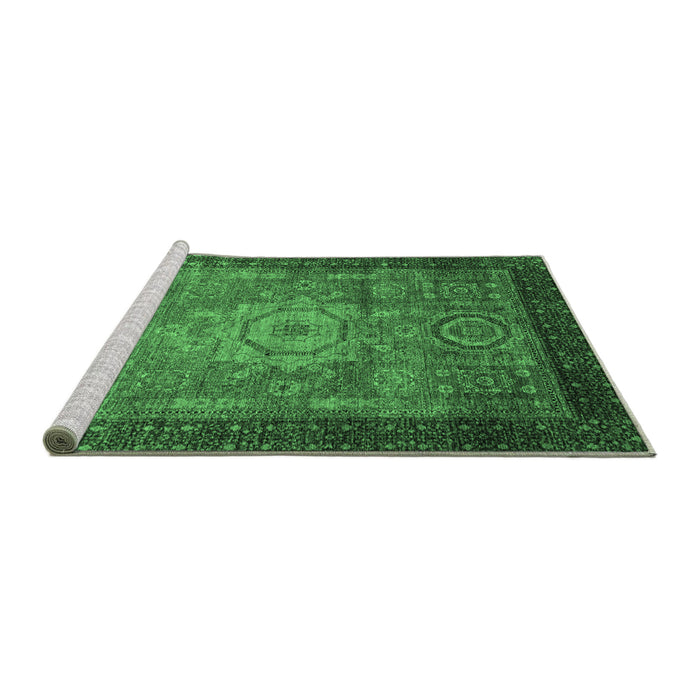 Sideview of Machine Washable Abstract Emerald Green Modern Area Rugs, wshabs2340emgrn