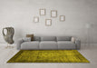 Machine Washable Abstract Yellow Modern Rug in a Living Room, wshabs2340yw